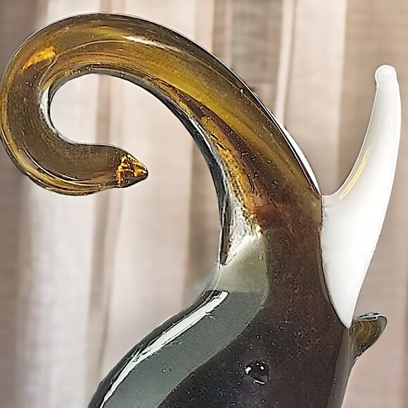 Murano Handblown Green Glass Elephant Figure W/Good Luck White Upward Tusk - Picture 7 of 16